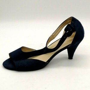 Gatuxus Womens Kitten Heel Peep Toe T-Strap Pump‎ Cushioned Navy Blue EUR 40